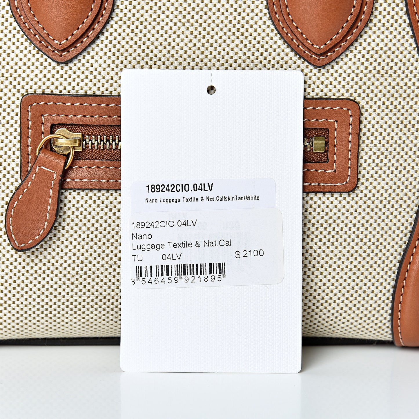 Textile Smooth Calfskin Nano Luggage Tan White