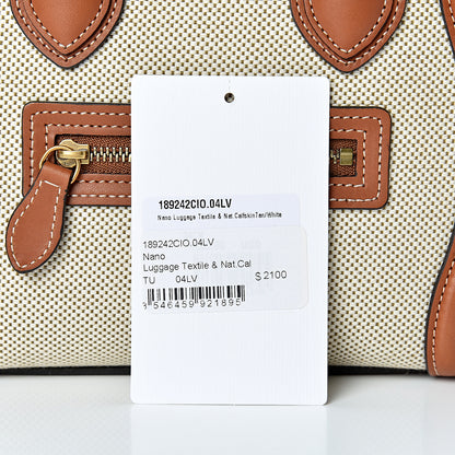 Celine Textile Smooth Calfskin Nano Luggage Tan White 16 of 16