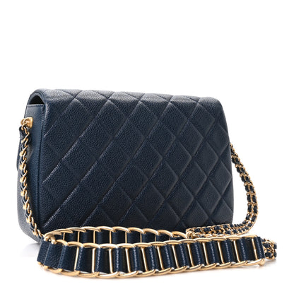 Chanel Caviar Quilted Chain Soul Flap Navy Blue 3 of 10