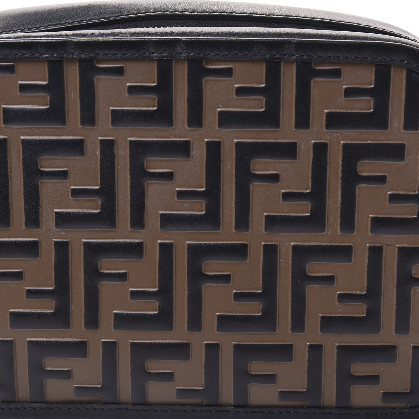Vitello Century F is Fendi Bi-Color FF 1974 Embossed Camera Case Maya Black