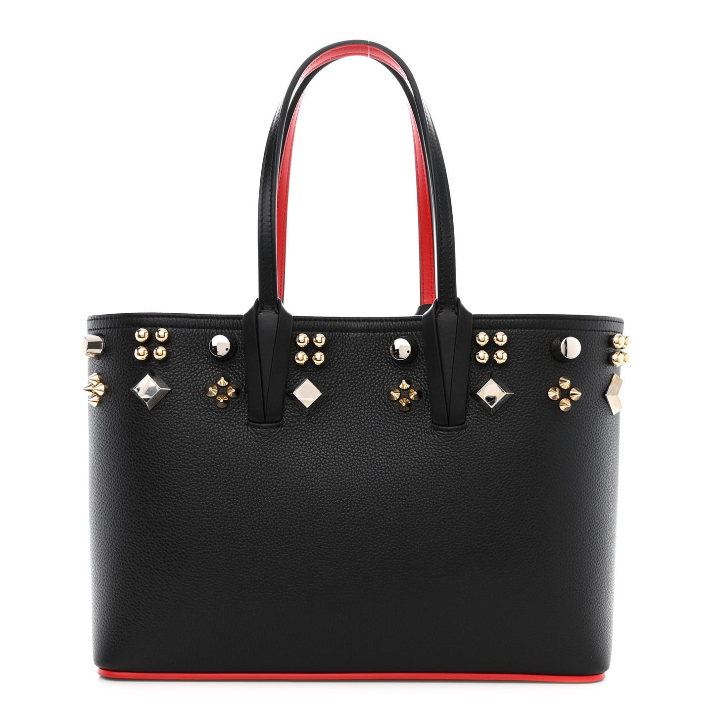 Calfskin Spikes Small East West Cabata Tote Black