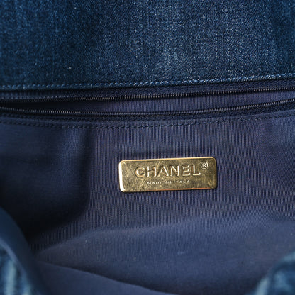 Chanel Denim Quilted Large Chanel 19 Flap Blue 6 of 13