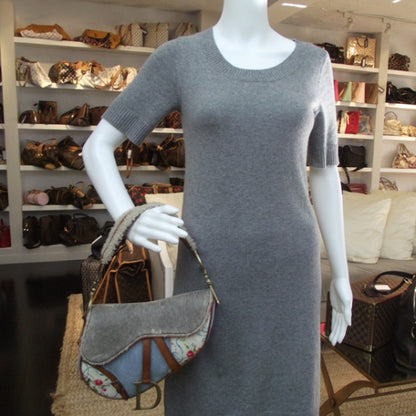 Christian Dior Denim Shearling Floral Saddle Bag 2 of 10