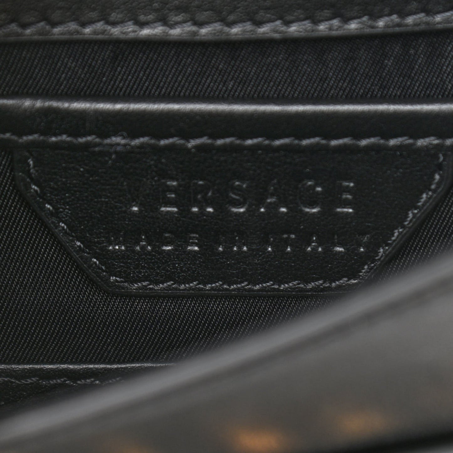 Calfskin Studded Medusa Crossbody Black