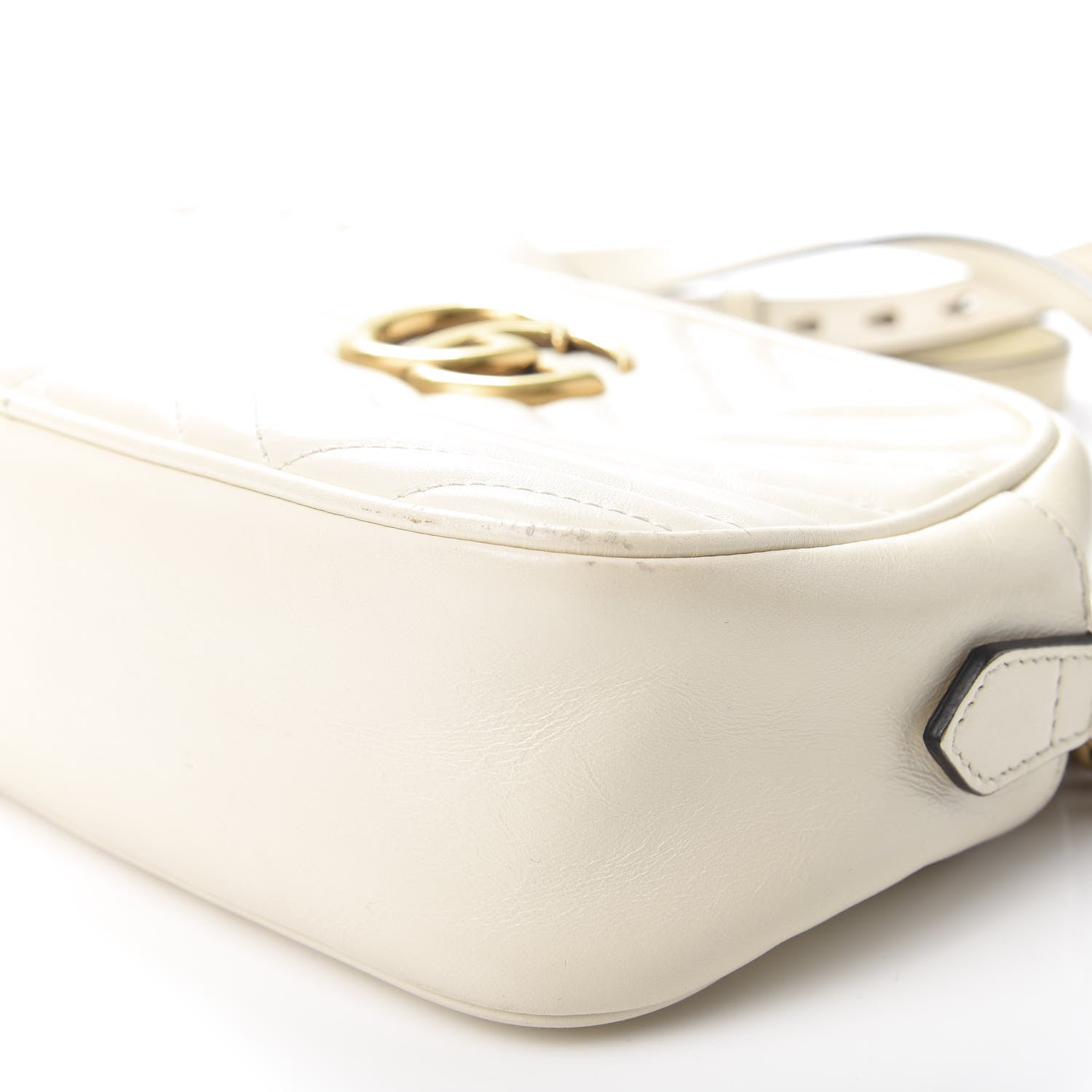 Gucci Calfskin Matelasse Small GG Marmont Chain Shoulder Bag White 6 of 11