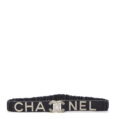 Chanel Lambskin Crystal Logo Belt 70 28 Black 1 of 5