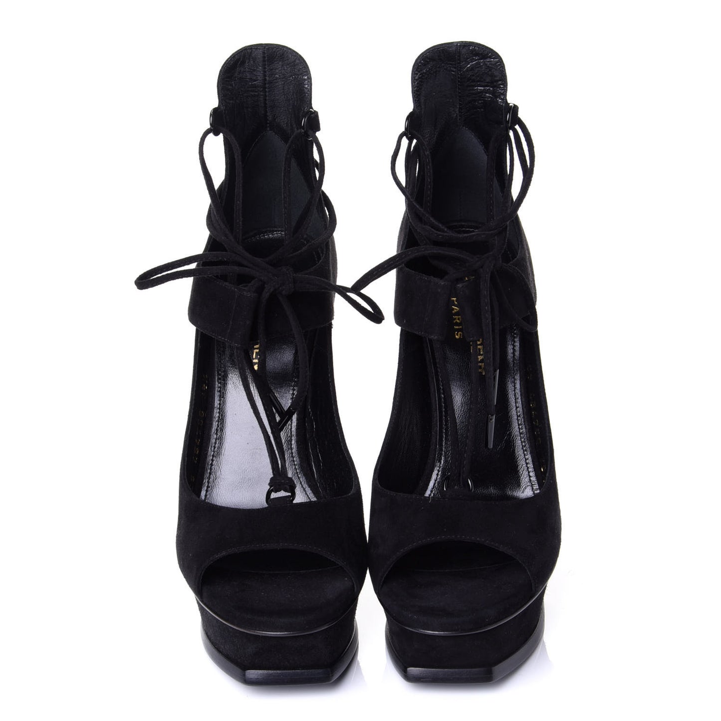 Suede Lou Tribute 105 Lace Platform Sandals 35.5 Black