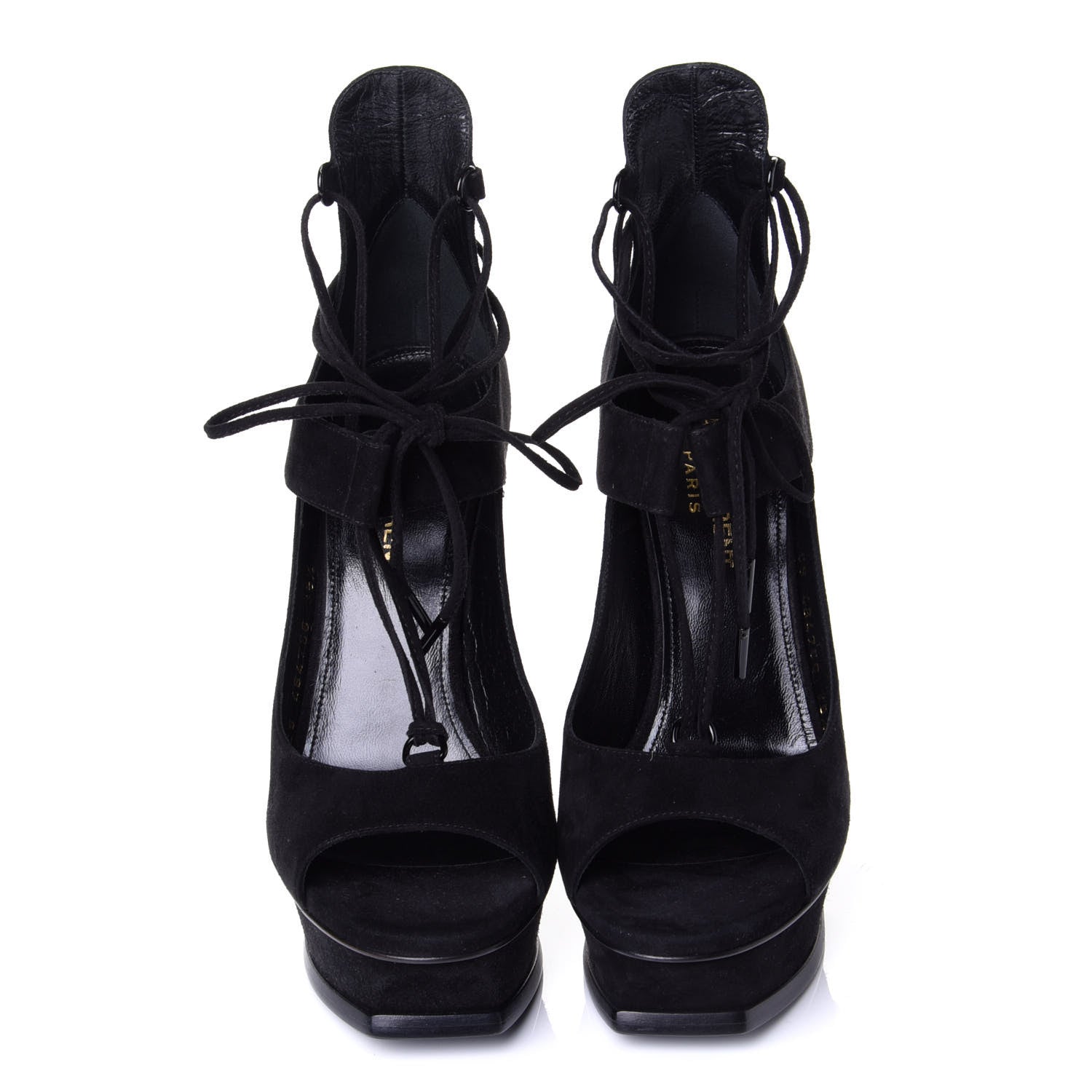 Saint Laurent Suede Lou Tribute 105 Lace Platform Sandals 35.5 Black 5 of 11