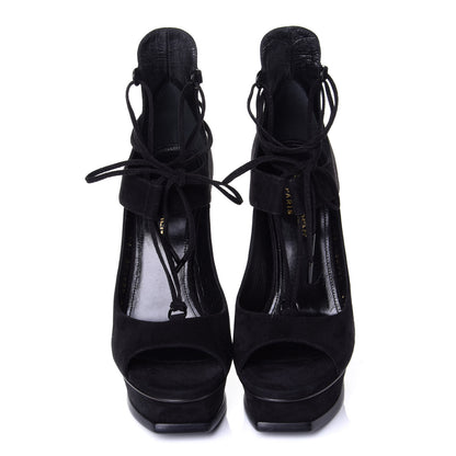 Saint Laurent Suede Lou Tribute 105 Lace Platform Sandals 35.5 Black 5 of 11