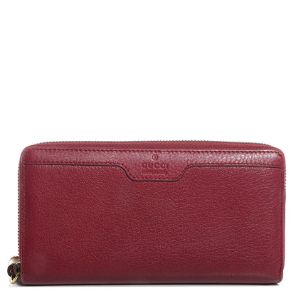Gucci Soft Deerskin Hip Bamboo Zip Around Wallet Raspberry Candy 1 of 8