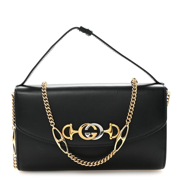 Gucci Smooth Calfskin Small Zumi Top Handle Shoulder Bag Black