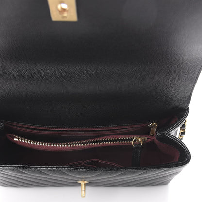 Chanel Caviar Chevron Quilted Small Coco Handle Flap Black 8 of 17