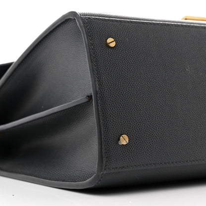 Saint Laurent Grain de Poudre Medium Classic Monogram Cassandra Top Handle Dark Smog 9 of 11
