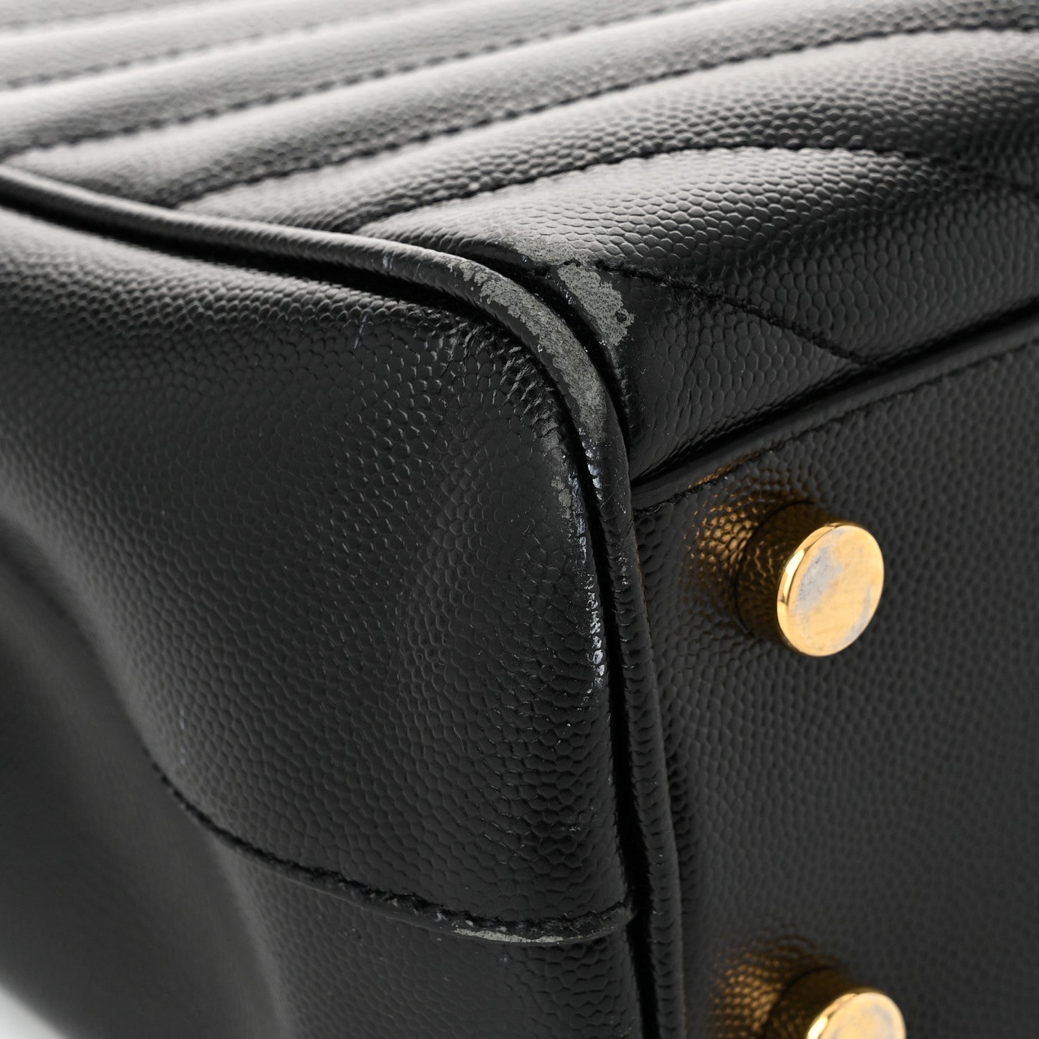 Saint Laurent Grain De Poudre Matelasse Chevron Monogram Shopping Bag Black 12 of 14