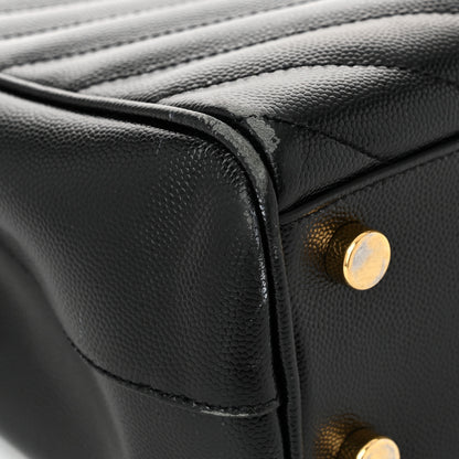 Saint Laurent Grain De Poudre Matelasse Chevron Monogram Shopping Bag Black 12 of 14