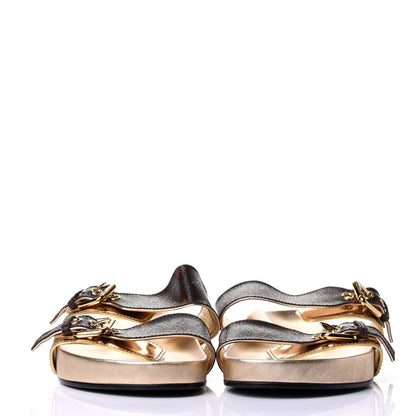 Louis Vuitton Patent Calfskin Monogram Bom Dia Mule Sandals 39 Gold 2 of 10