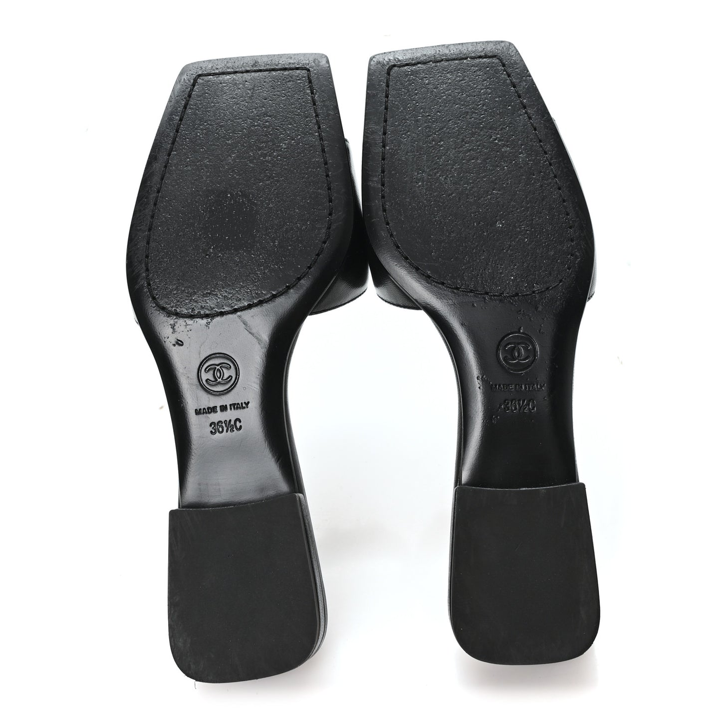 Lambskin CC Turnlock Mules 36.5 Black