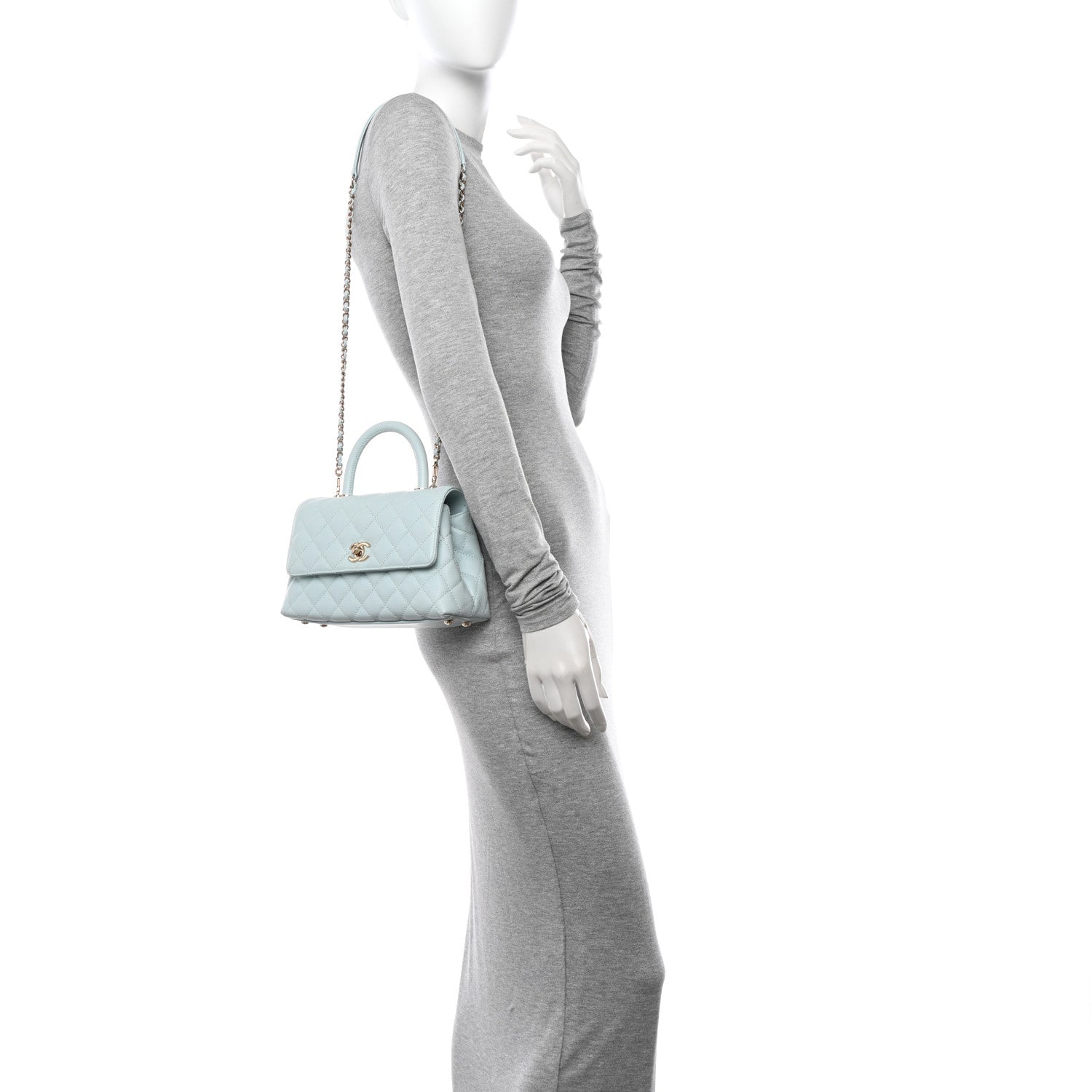Chanel Caviar Quilted Mini Coco Handle Flap Light Blue 2 of 11