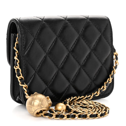 Chanel Lambskin Quilted Pearl Crush Clutch With Chain Black 3 of 11