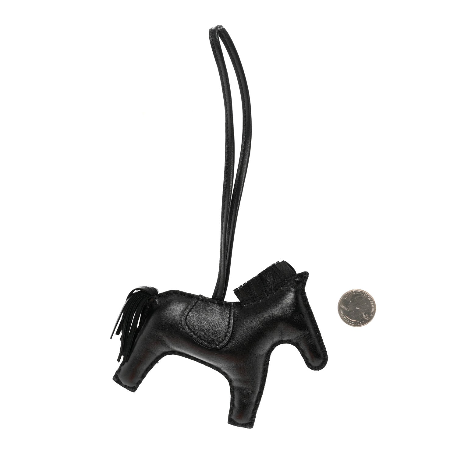 Hermes Milo Lambskin Grigri Rodeo Horse Bag Charm MM So Black 2 of 4