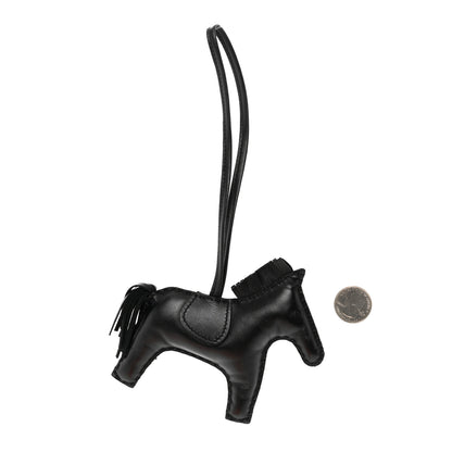 Hermes Milo Lambskin Grigri Rodeo Horse Bag Charm MM So Black 2 of 4