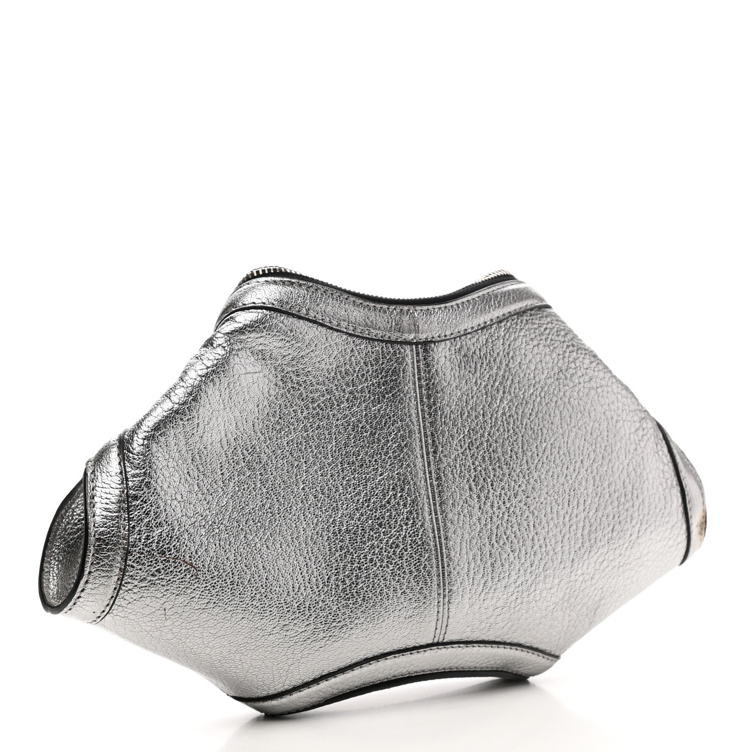 Alexander McQueen Metallic Lambskin De Manta Clutch Silver 3 of 11