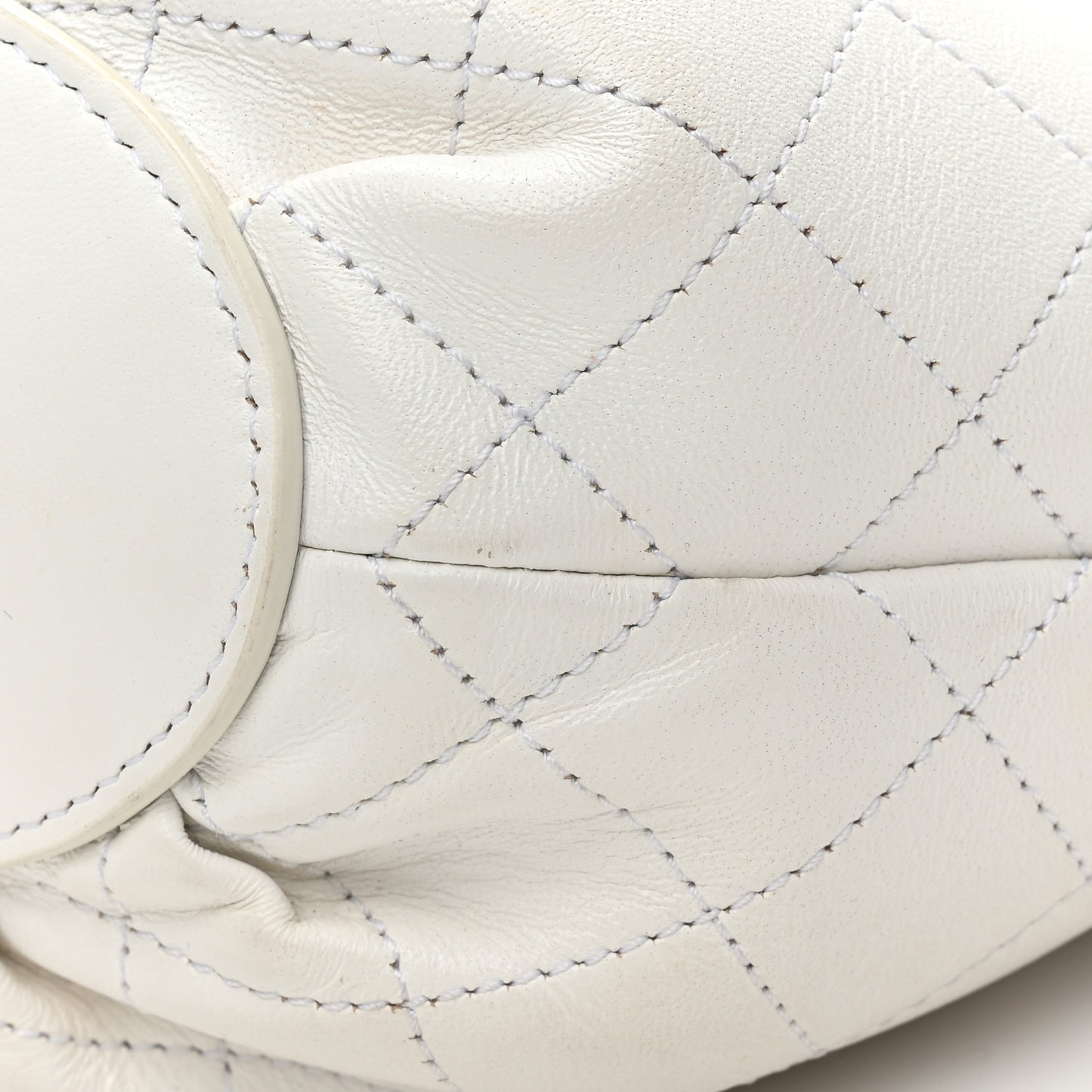 Lambskin Stitched Small Shopping Tote White