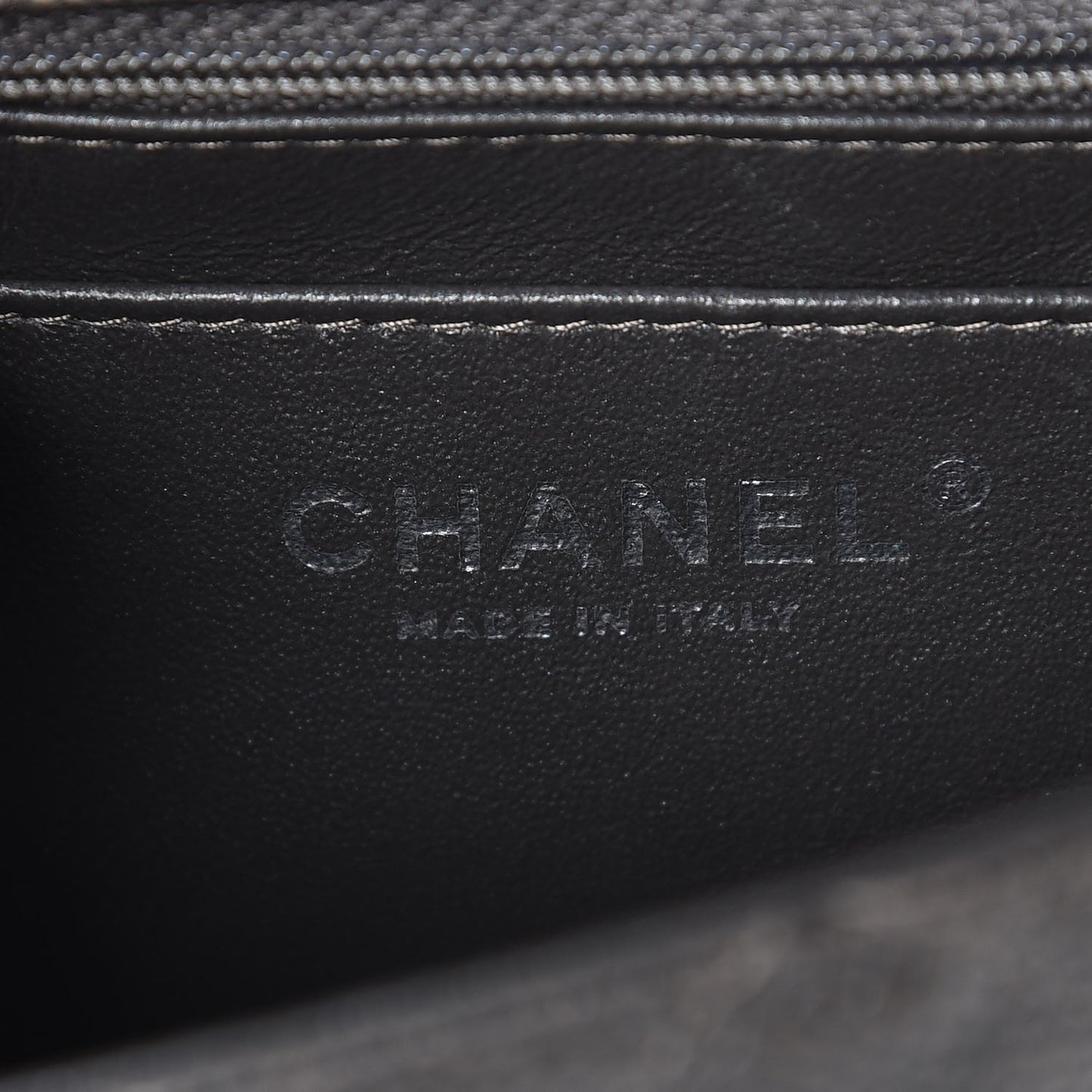 Metallic Caviar Quilted Mini Rectangular Flap Dark Grey