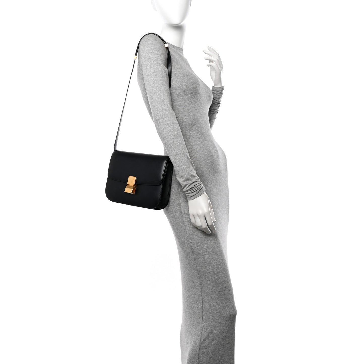 Box Calfskin Medium Classic Box Flap Bag Black