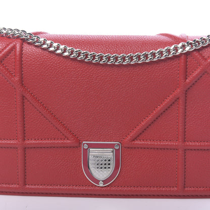 Christian Dior Grained Calfskin Diorama Wallet on Chain Pouch Rouge Vif 11 of 13