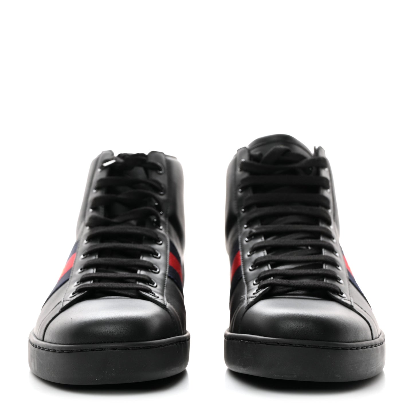 Calfskin Miro Soft Web Bee Embroidered Mens Ace High Top Sneakers 8.5 Black