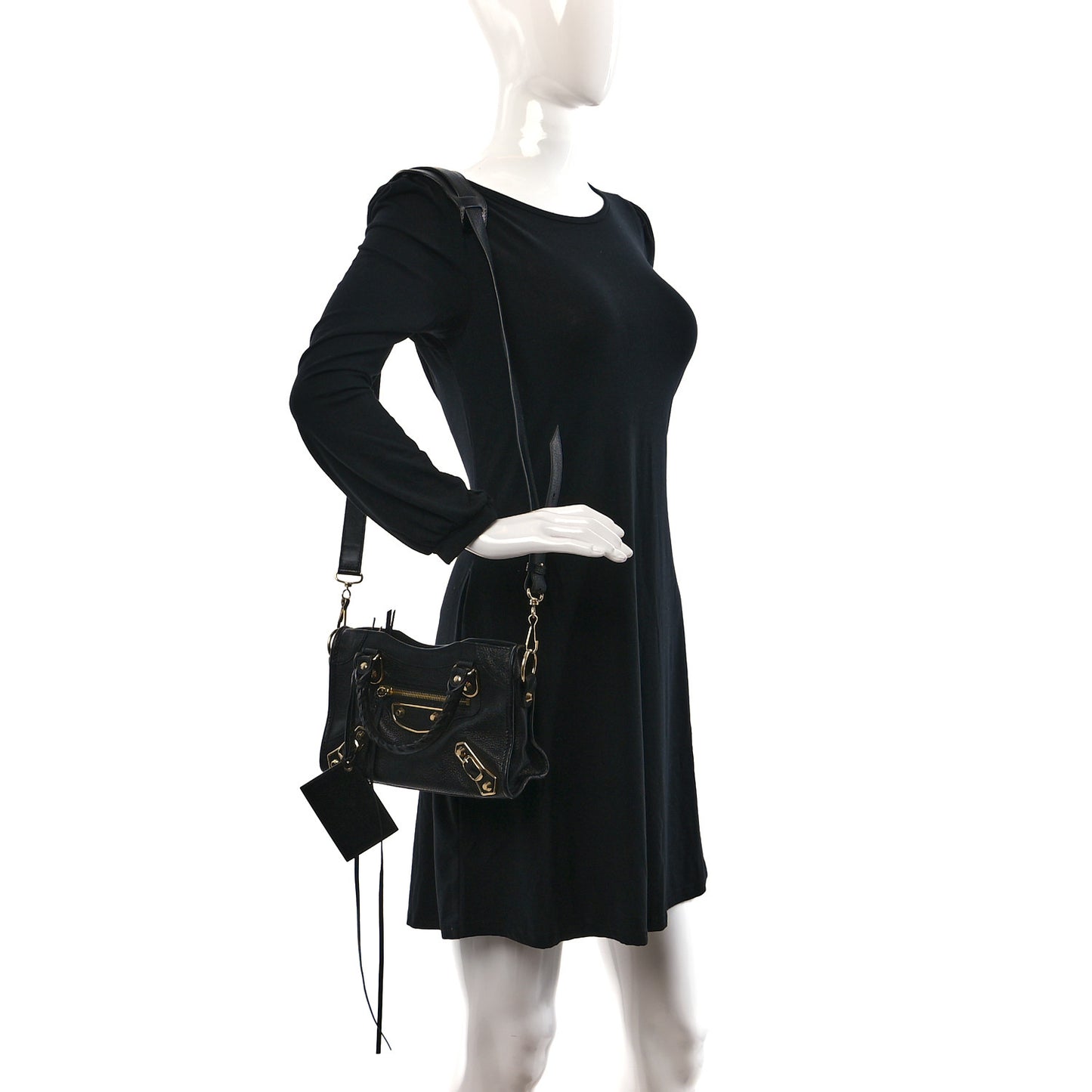 Chevre Gold Metallic Edge Hardware Mini City Black