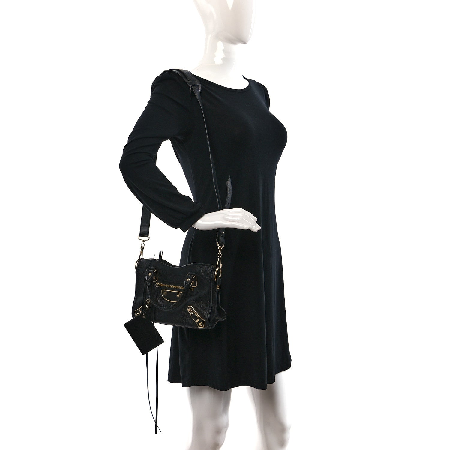 Balenciaga Chevre Gold Metallic Edge Hardware Mini City Black 2 of 7