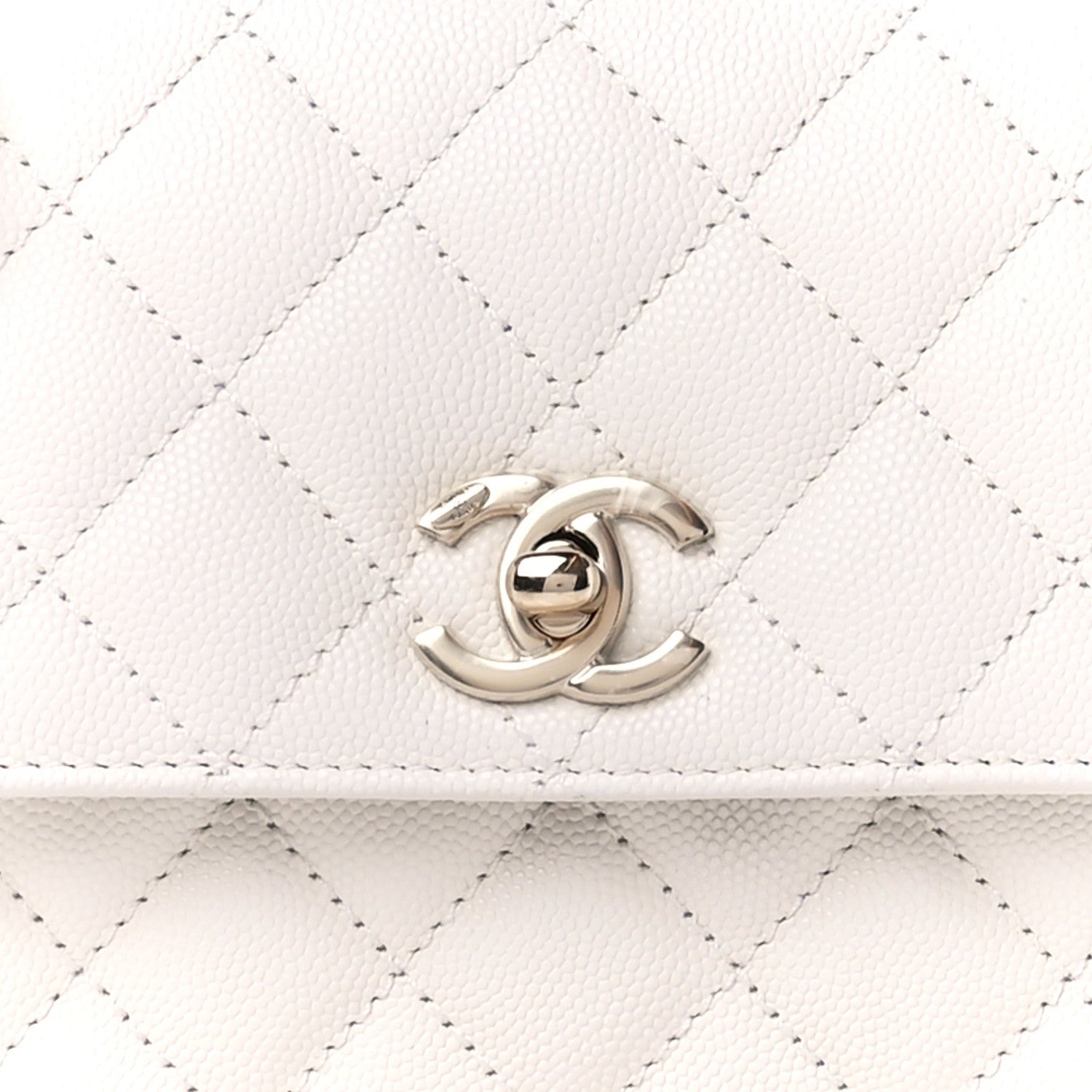 Chanel Caviar Quilted Mini Coco Chain Handle Flap White 9 of 13