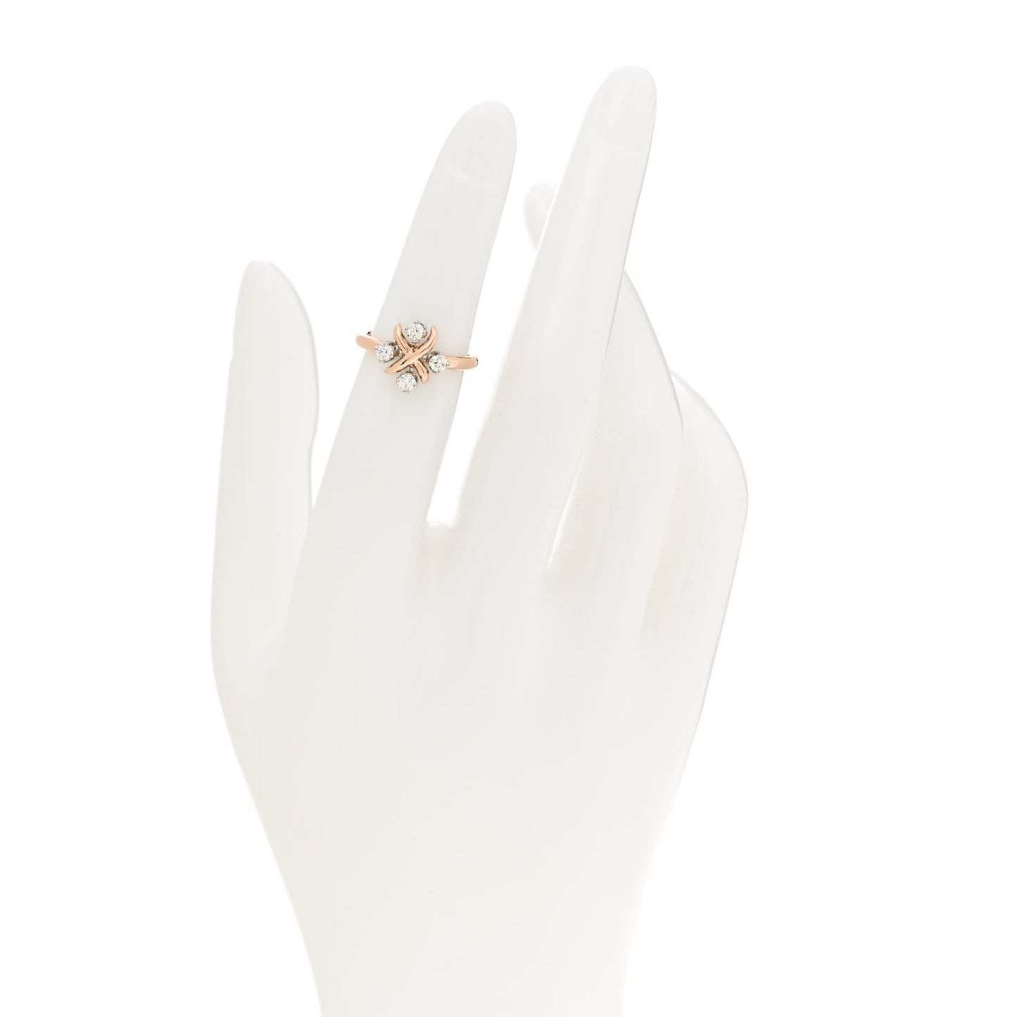 18K Rose Gold Platinum Diamond Schlumberger Lynn Ring 47 4.25