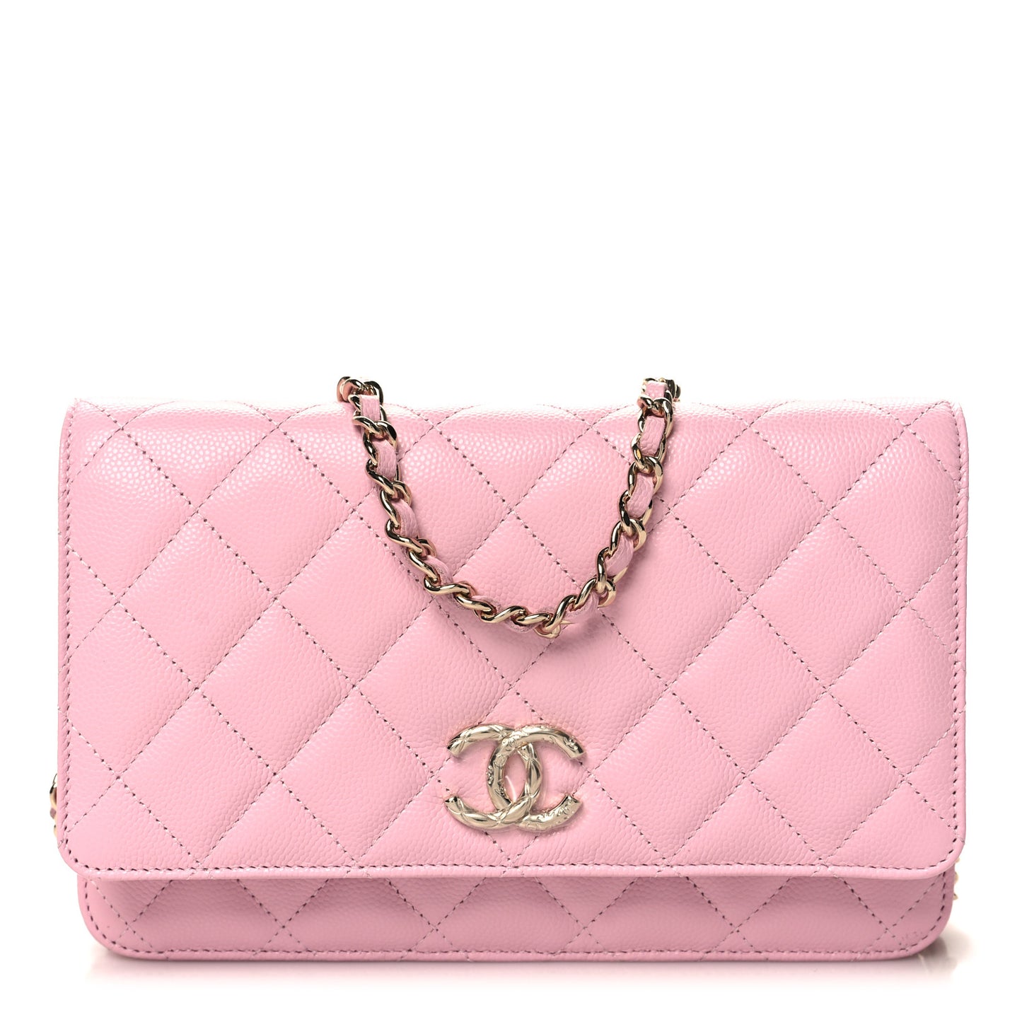 Caviar Quilted Wallet on Chain WOC Light Pink