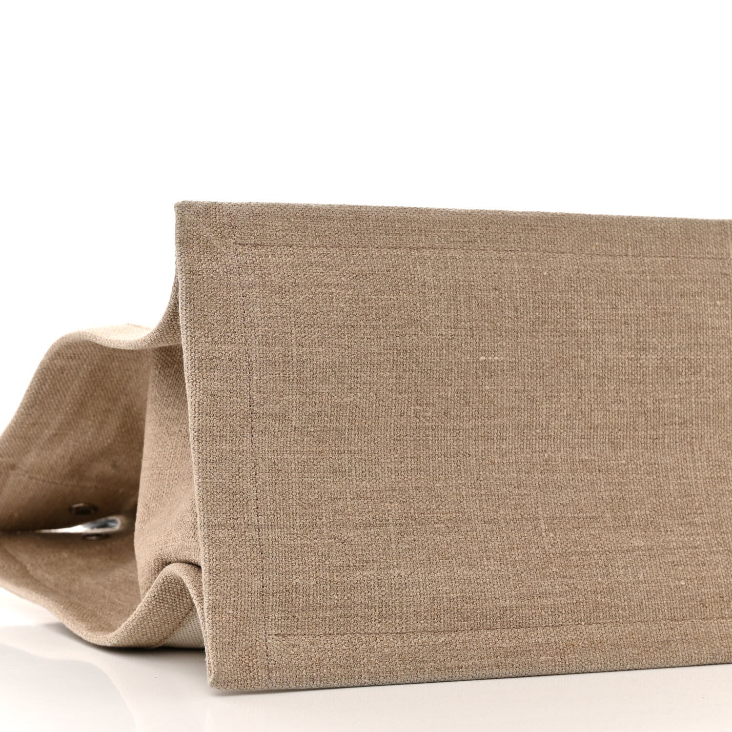 Saint Laurent Linen Calfskin Small Rive Gauche Tote Greggio Natural 9 of 10