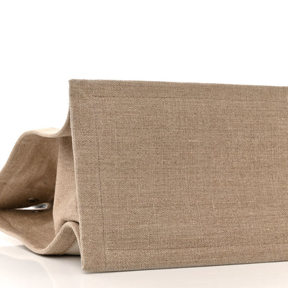 Saint Laurent Linen Calfskin Small Rive Gauche Tote Greggio Natural 9 of 10