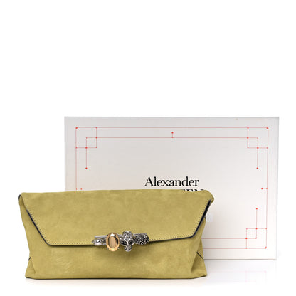 Alexander McQueen Suede Skull Four Ring Clutch Lime 15 of 15