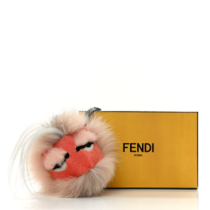 Fendi Fox Rabbit Goat Mink Fur Vitello Flamingo Furbet Monster Bag Bug Charm Light Pink 5 of 5