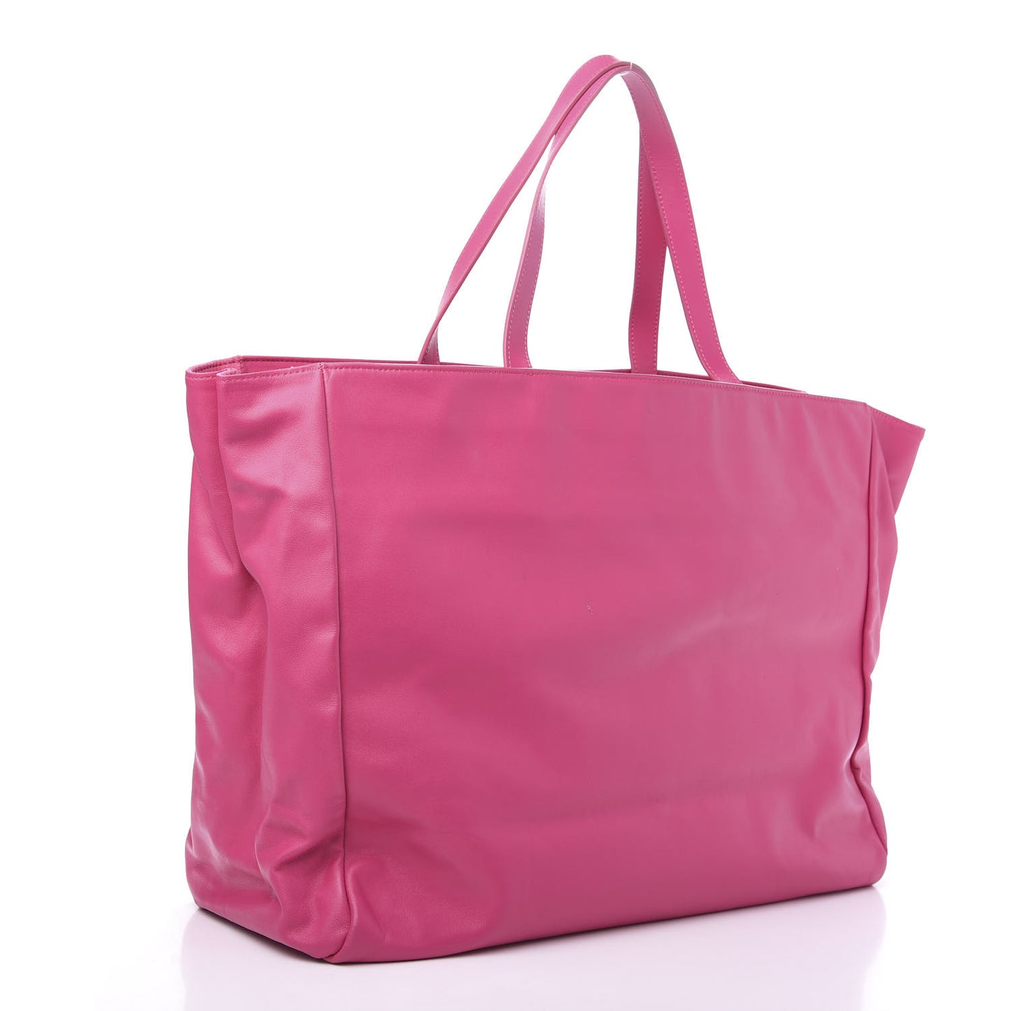Calfskin Suede Reversible East West Shopper Tote Fuchsia
