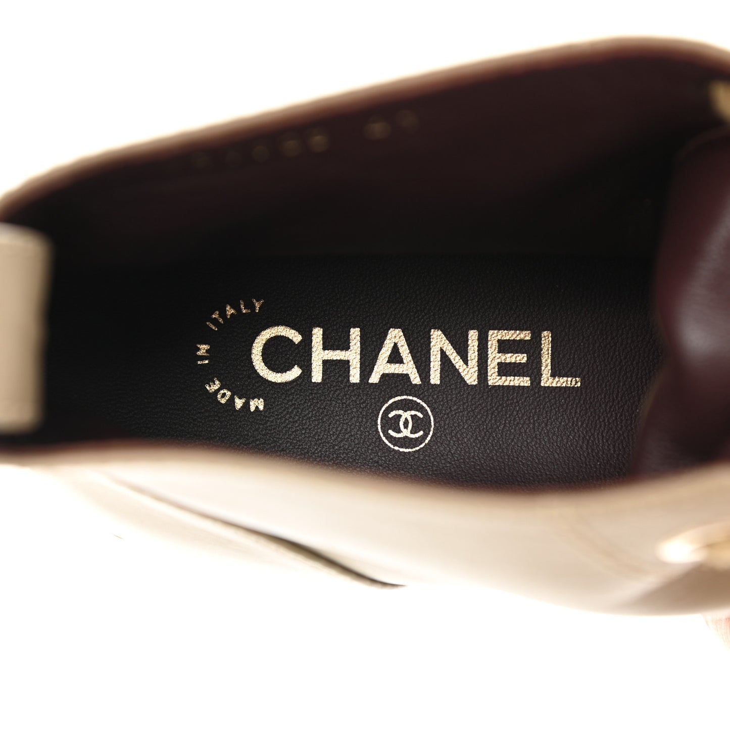 Calfskin CC Turnlock Lace Up Boots 41 Beige