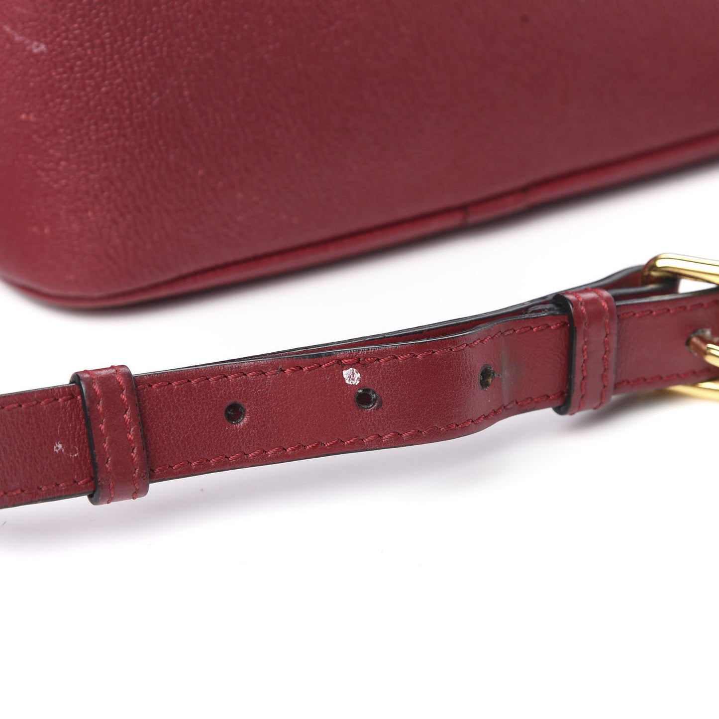 Soft Grain Calfskin Small Buckle Zip Bag Parade Red