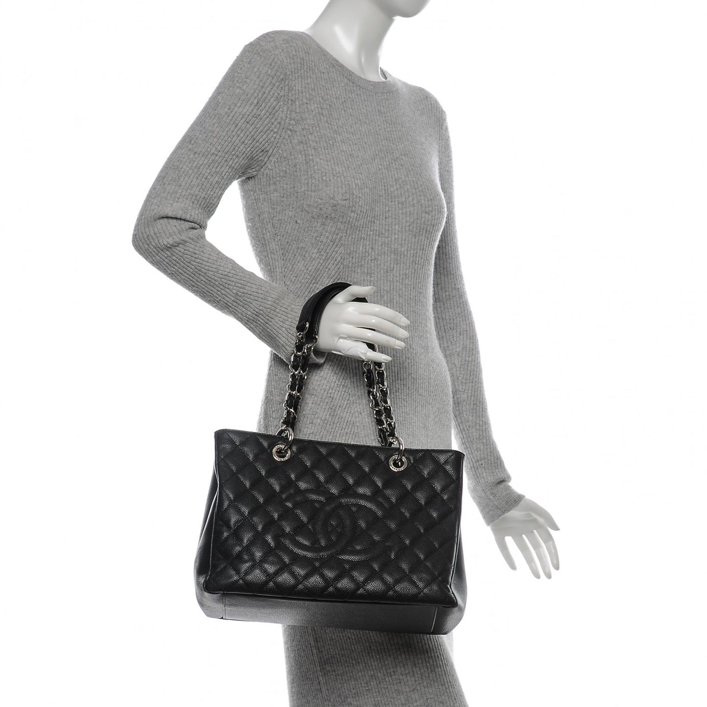 Caviar Quilted Grand Shopping Tote GST Black