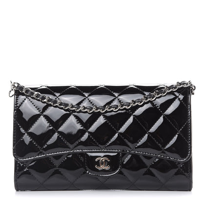 Chanel Patent Quilted Wallet On Removable Chain Black 1 of 13
