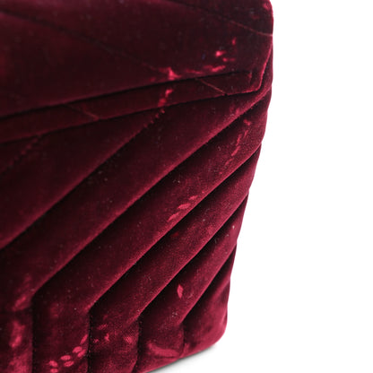 Saint Laurent Velvet Y Quilted Monogram Small Loulou Chain Satchel Burgundy 13 of 14