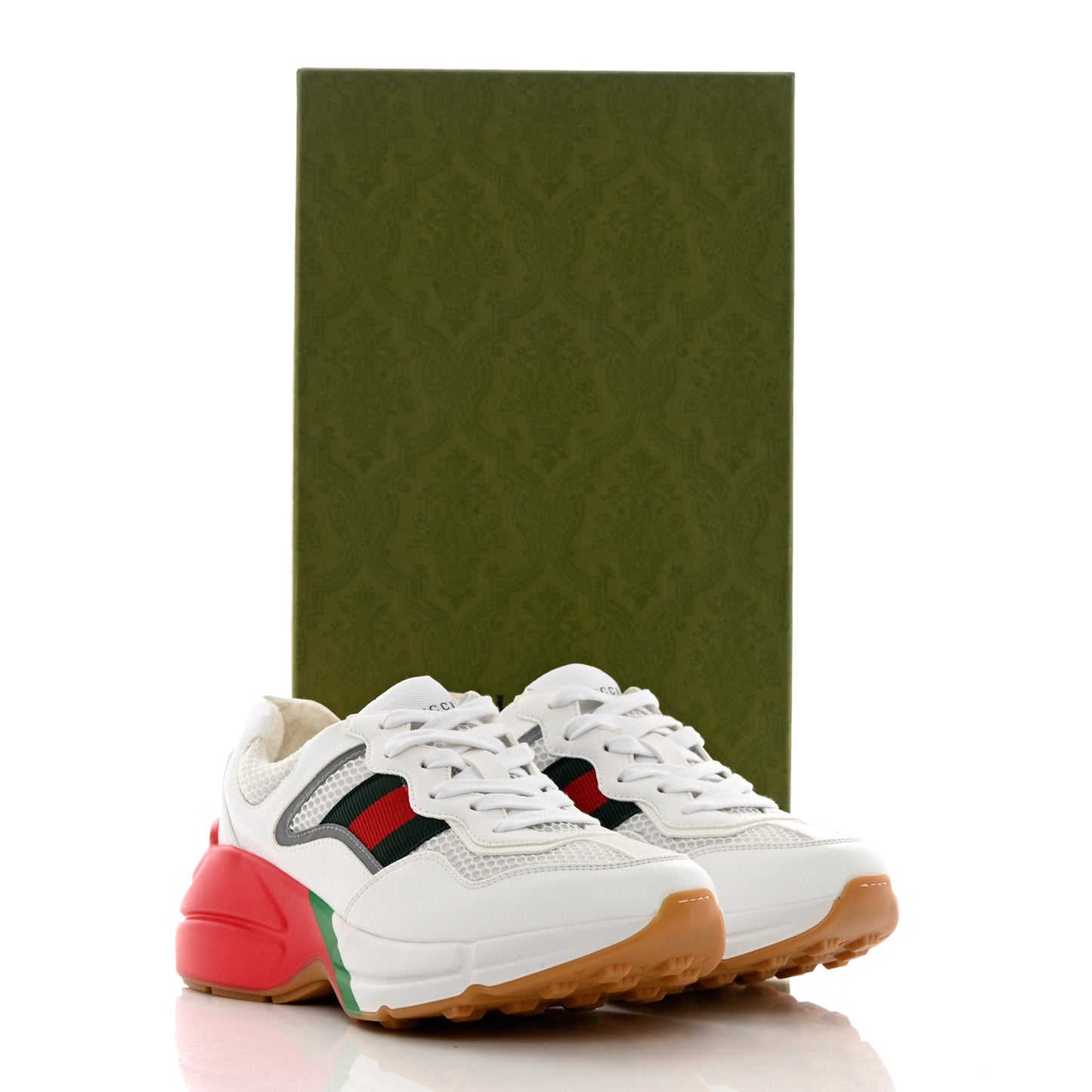 Lavaredo Eco Fabric Mesh Web Womens Rhyton Reflective Sneakers 36 Great White Green Red Silver