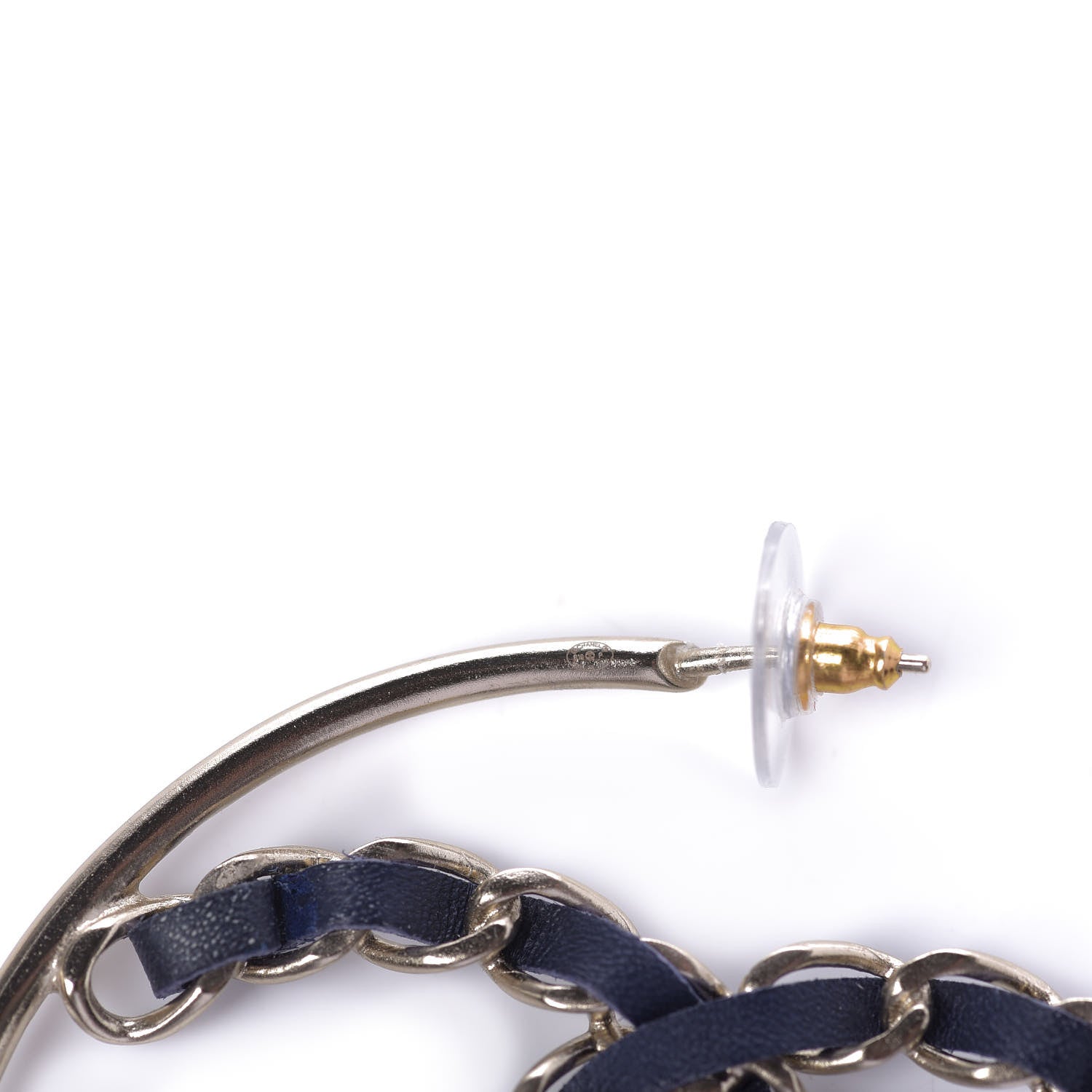 Chanel Lambskin CC Chain Hoop Earrings Black Gold 2 of 4