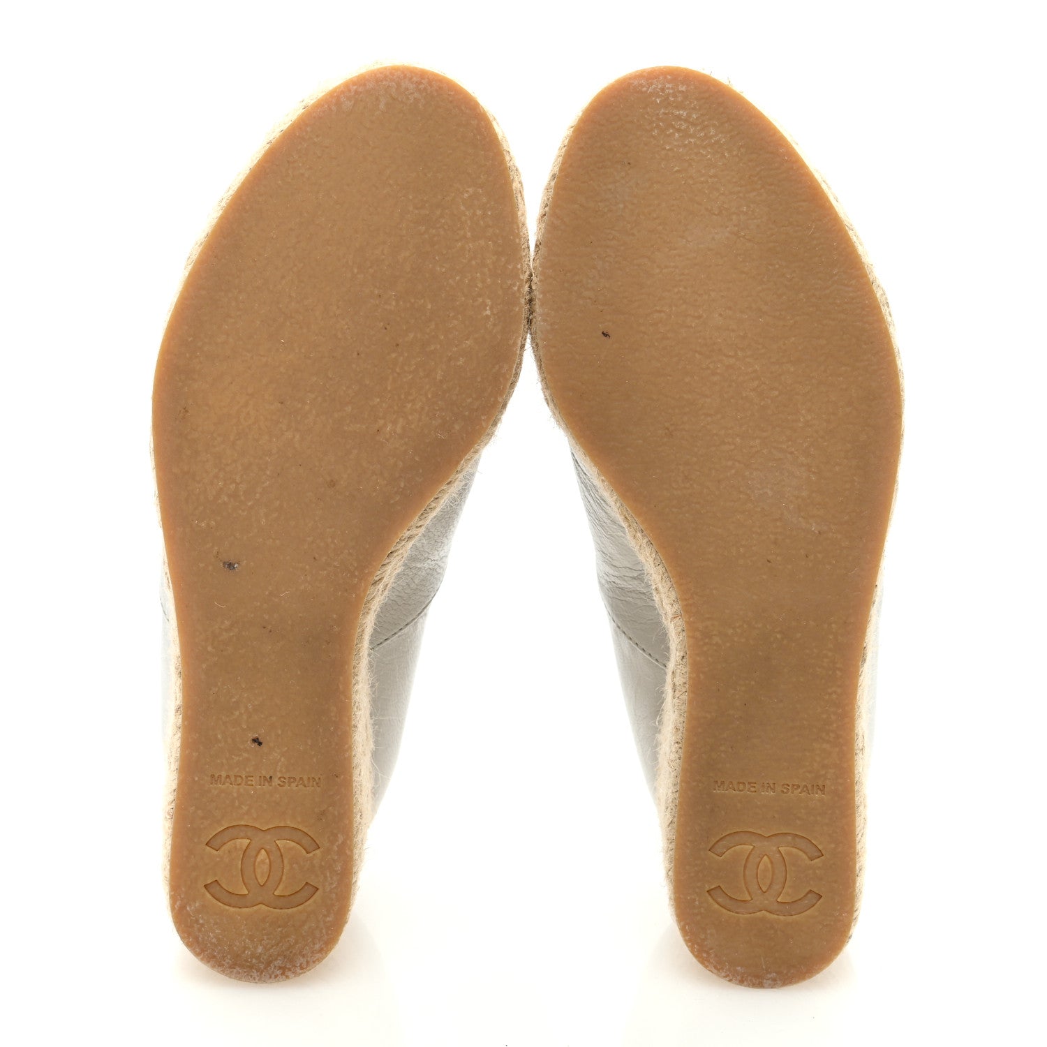 Chanel Lambskin Suede CC Espadrille Wedges 36 White Black 5 of 8