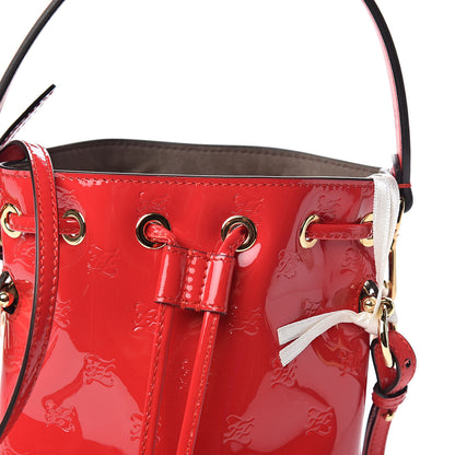 Fendi Vitello Vernice Mou F is Fendi Karligraphy Embossed Mini Mon Tresor Bucket Bag Rosso Cardinale 10 of 10